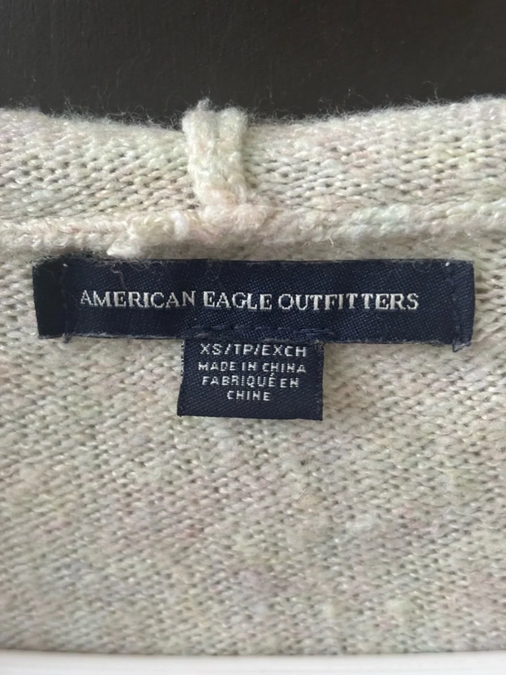 American Eagle Cream Oversized Knit Hoodie Sweater - XS